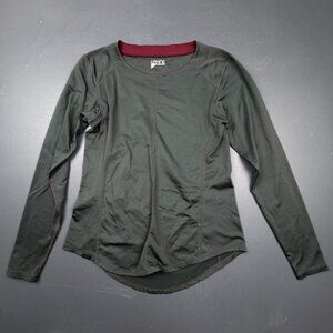 Dakine Base Layer Shirt Women's L Gray Maroon Long Sleeve Stretch Ski Snowboard